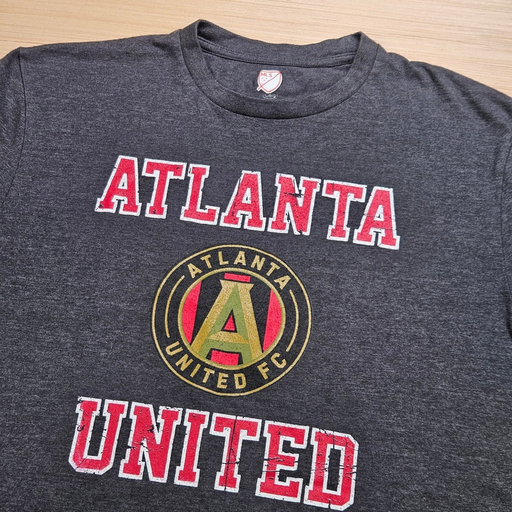 Atlanta United FC MLS Shirt Mens L Gray Short Sleeve Tee Soccer 2FSU Majestic